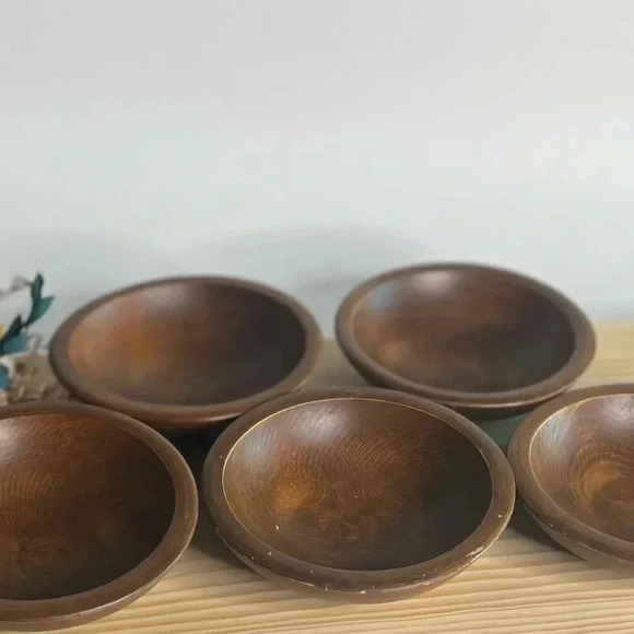 Vintage MCM Wood Bowls Hand Turned Salad Bowls Made in USA 5 - Picture 8 of 9